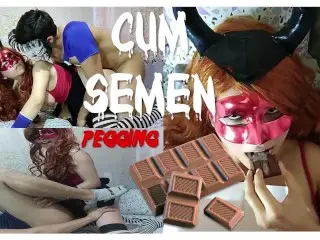 Little Devil PEGGING a Boy and then they Give him Hard by the ANUS and EAT CHOCOLATE with SEMEN