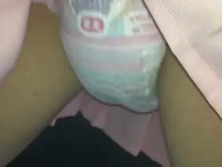 022 Pee a Lot in Diapers! I Wore a Skirt and Masturbated! 2