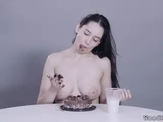 Porn Stars Eating: Kyra Rose Adores Chocolate Cake