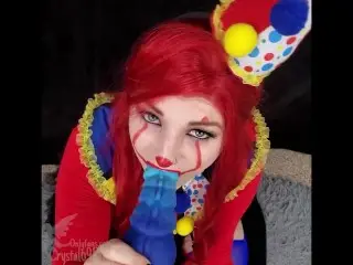 Tiny Teen Clown Takes HUGE Creampie by LARGE Bad Dragon Toy