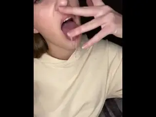 Spit Play. Finger Sucking and Gagging. Drool