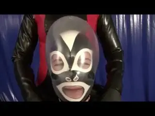 Rubber Girl with Latex Condom over Head Breathplay Breath Control Play Femdom Lesbian