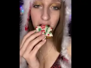 Christmas Cookie Chewing. Food Fetish