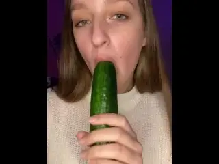 Cucumber Sucking. Deepthroat and Spits