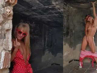 Horny MILF with Small Tits and Perfect Ass Fucking in an Abandoned Building. REAL POV OUTDOOR FUCK