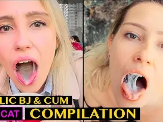 Risky Blowjob with Cum in Mouth & Swallow - Public Agent Pickup Student to Outdoor Sucking Kiss Cat