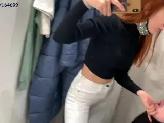 Public Femdom Humiliation Ass Worship, Pussy Worship and Spitting with Petite Princess Kira in Jeans