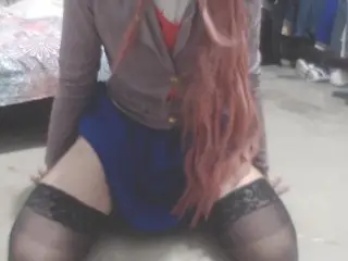 Trap Rides Dildo while Wearing Monika Cosplay from DDLC (Funkyo Enma)