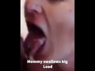 Step Mommy says no whilst Sucking Step Son Cock and Enjoys Tasting his Massive Load