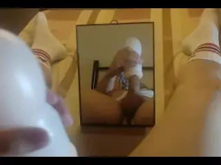 Handjob Teasing in Front of Mirror with White Socks 应粉丝要求穿白袜子自慰