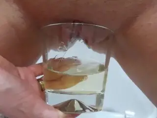 Hubby Drink my Pee from Whisky Glass and Cleanup my Pussy after