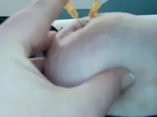 Slut comes while Stitching Needle in Nipple