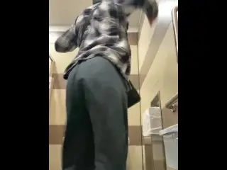 Pissing (POV) in a Gas Station Bathroom