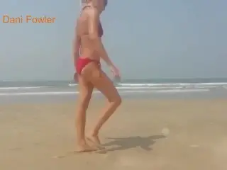 Hot Body Beach Slut Pissing on Public Beach then going for Swim