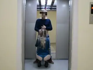 SEX IN a PUBLIC PLACE! have Sex in the Elevator with Cum in Pussy!