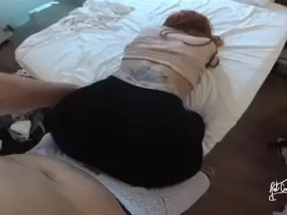 POV VIDEO! I Love the View of her Perfect Ass Wearing Yoga Pants and White Ankle Socks