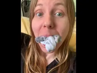 Sock Stuffing then Rub on Dildo