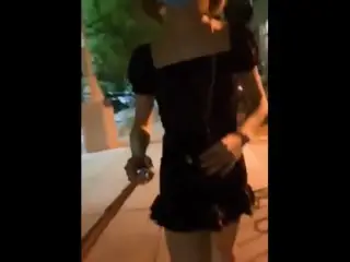 Super Crazy Asian Shemale Flashing her Cock on the Streets of Thailand