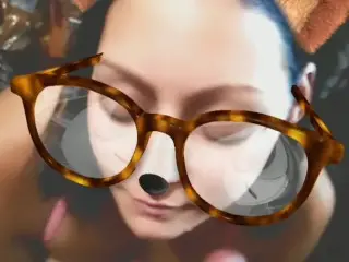 MILF Takes Cum Facial with Snapchat Filter