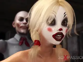 Full Video - Joker bangs rough a cute sexy blonde in a clown mask in the abandoned room