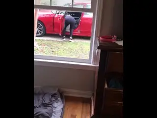 Jerking off while Neighbor Stands outside