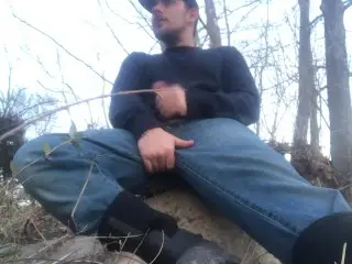 OUTDOORS: Big Dick Country Boy Fishing and Blowing a Big Load one the River Bank