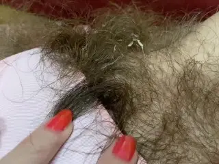 Hairy Pussy Girl makes her Pantie Dirty Big Clit Masturbation