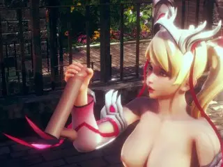 3D HENTAI OVERWATCH Mercy Jerking off your Cock