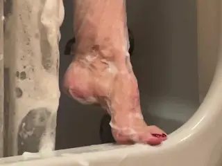 Step Aunt JOI in Shower Plays with Pussy Jack off Spying on best Legs Feet Tits