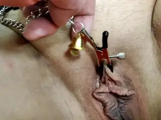 Clit and Nipple Clamps Testing, Close-up GILF Creampie .!. Big Cock in Wet Mature Pussy!