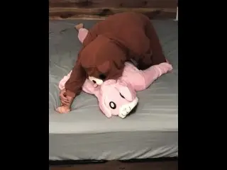 Bear Dry Humps Girl in Bunny Onesie