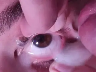 Cum into Open Eye Extreme Close up | Cum Desperation