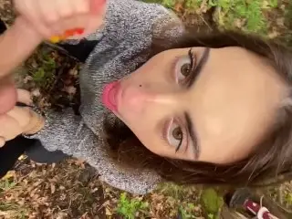 Dirty Slut Sucks and Fucks a Big Dick in the Woods