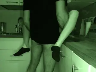 The Neighbor's Husband is Asleep and we Fuck Quickly in the Kitchen BLACK SOCKS, NIGHT VISION