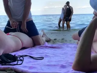 Stranger Puts Cream on me and gives a Quick Fuck on Public Beach