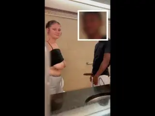 White Girl Drool and Gag all over BBC in Mall Bathroom