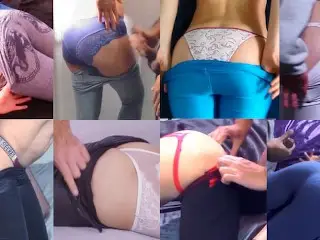 COMPILATION PANTS DOWN CUM - YOGA PANTS LEGGINGS JEANS TROUSERS - VISIBLE PANTY LINES