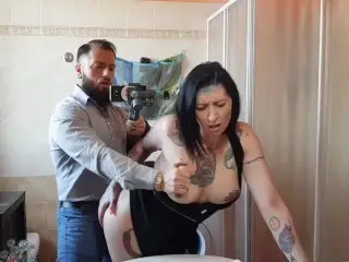 He Fucks her in the Bathroom while she Puts on ...