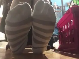 Sexy School Girl Ignores you while she Studies with Cute Sneakers