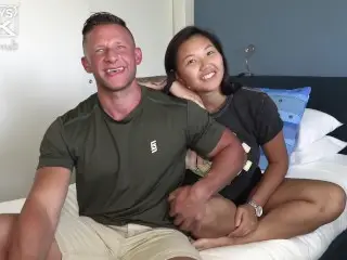 Ripped DILF Heath Hooks up with a Thick Asian Teen for his first Porn!