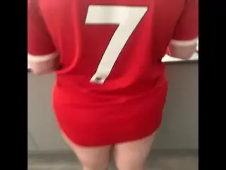 Football Fan Gets Bent over while Cleaning