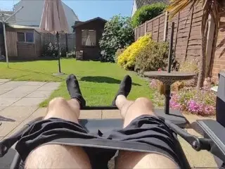 Risky Wank in the Garden with Cum Leak