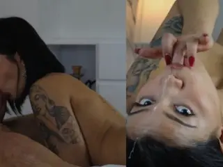 Beatiful Silvialovers gives Amazing Deepthroat, Gets Hard Fuck and Cumshoot on her Mouth.