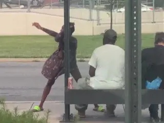 CRACKHEAD STRIPPING ON THE BLVD😂 SMOKING MOON ROCS WITH HER TITTIE OUT