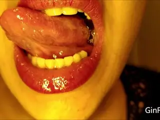 Delicious tongue, dense spit and gagging