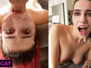 Sloppy Upside down Throat Fuck | Balls Deep Facefucking - Kiss Cat