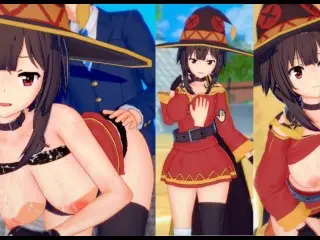 [hentai Game Koikatsu! ]have Sex with Big Tits KonoSuba Megumin.3DCG Erotic Anime Video.