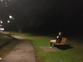 Woman Caught Mastrubating on Park Bench at Night