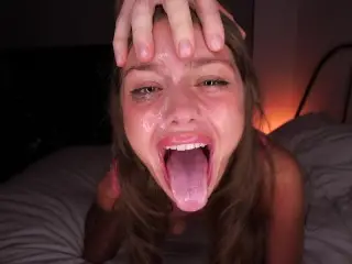 HE DELETED MY THROAT! Extreme Sloppy Deepthroat, Fuck with Cum on Face