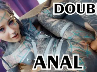 DOUBLE ANAL from Tattoo Girl ANUSKATZZ / DAP with Swallow, Gape, Prolapse - Punk - Goth